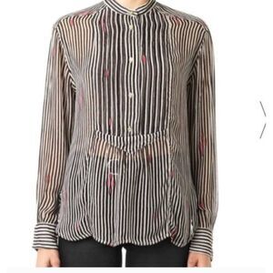 Isabel Marant Charley Striped Silk Chiffon Blouse